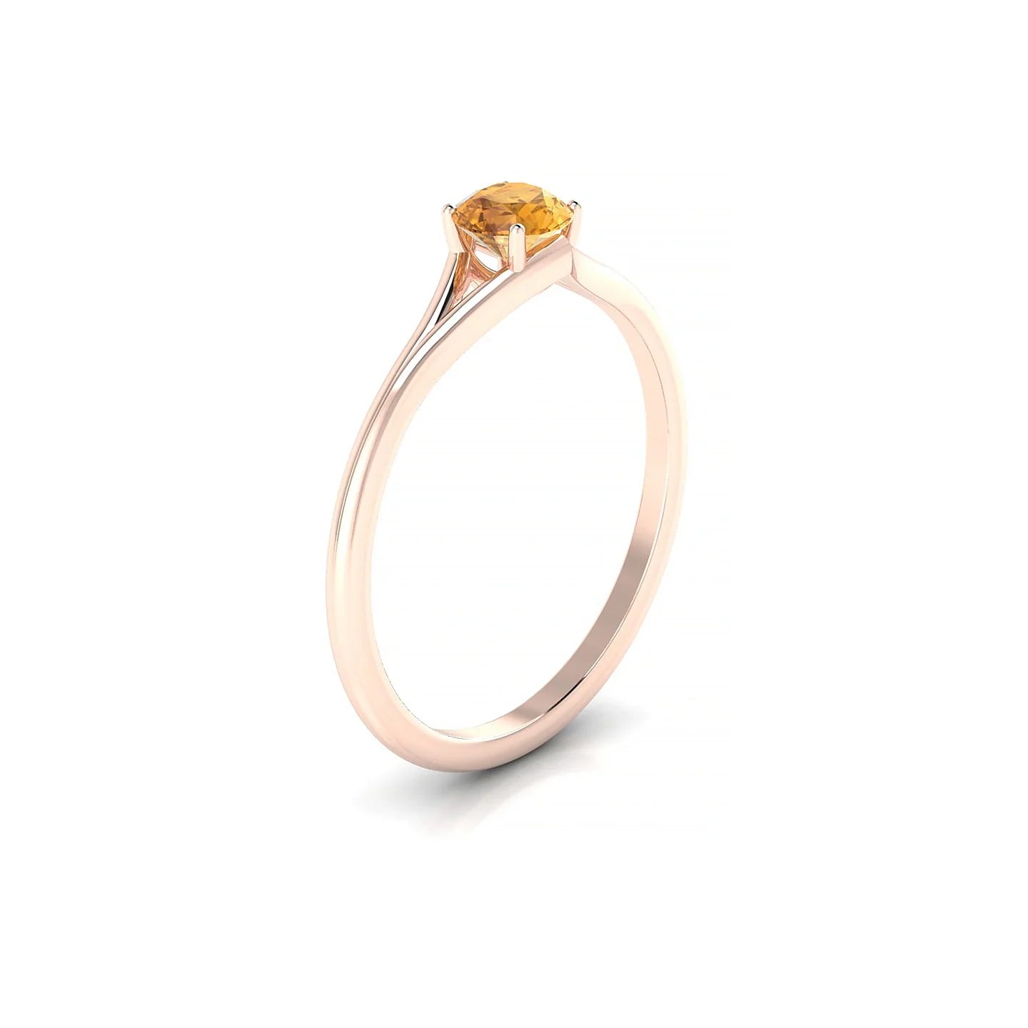 Rise | 18k Rose Gold 4.5 mm Round Citrine Ring