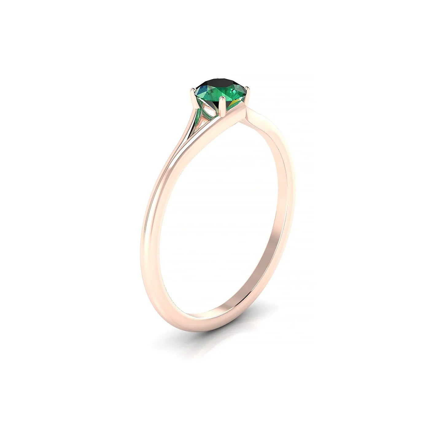 Rise | 18k Rose Gold 4.5 mm Round Emerald Ring