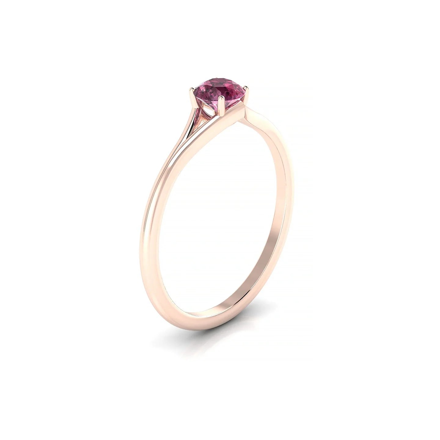 Rise | 18k Rose Gold 4.5 mm Round Rhodolite Ring