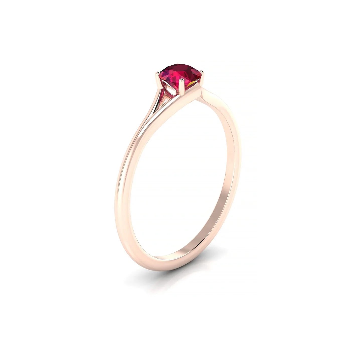 Rise | 18k Rose Gold 4.5 mm Round Ruby Ring