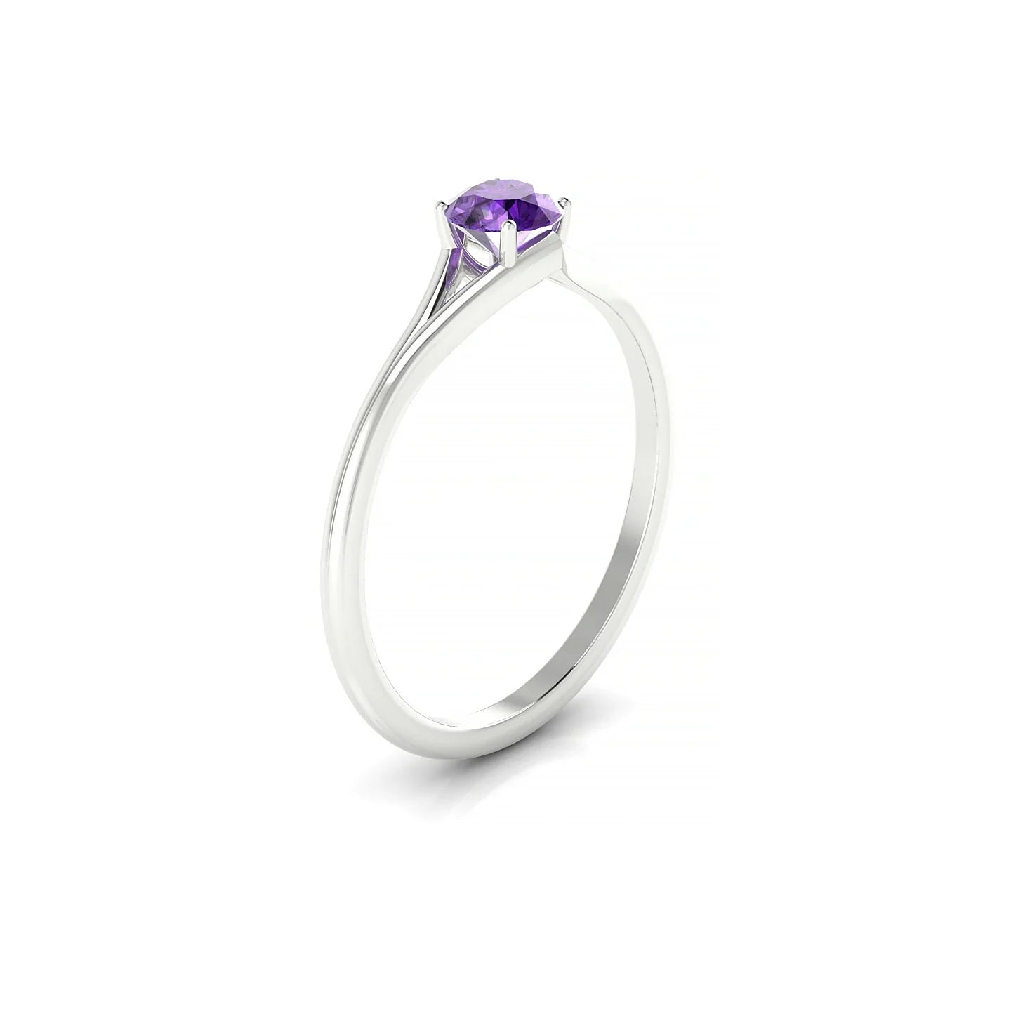 Rise | 18k White Gold 4.5 mm Round Amethyst Ring