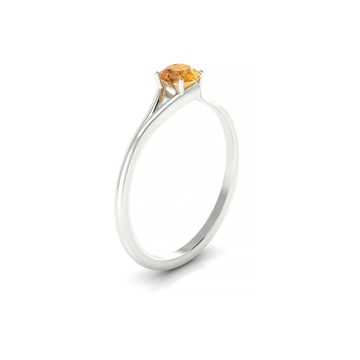 Rise | 18k White Gold 4.5 mm Round Citrine Ring