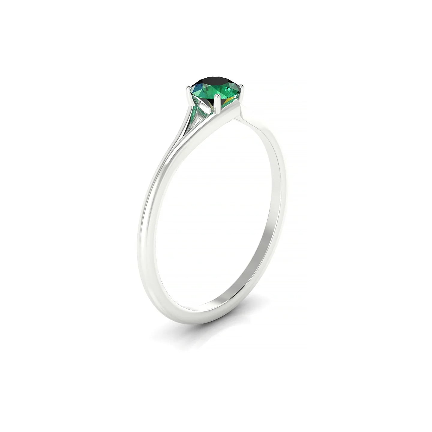 Rise | 18k White Gold 4.5 mm Round Emerald Ring