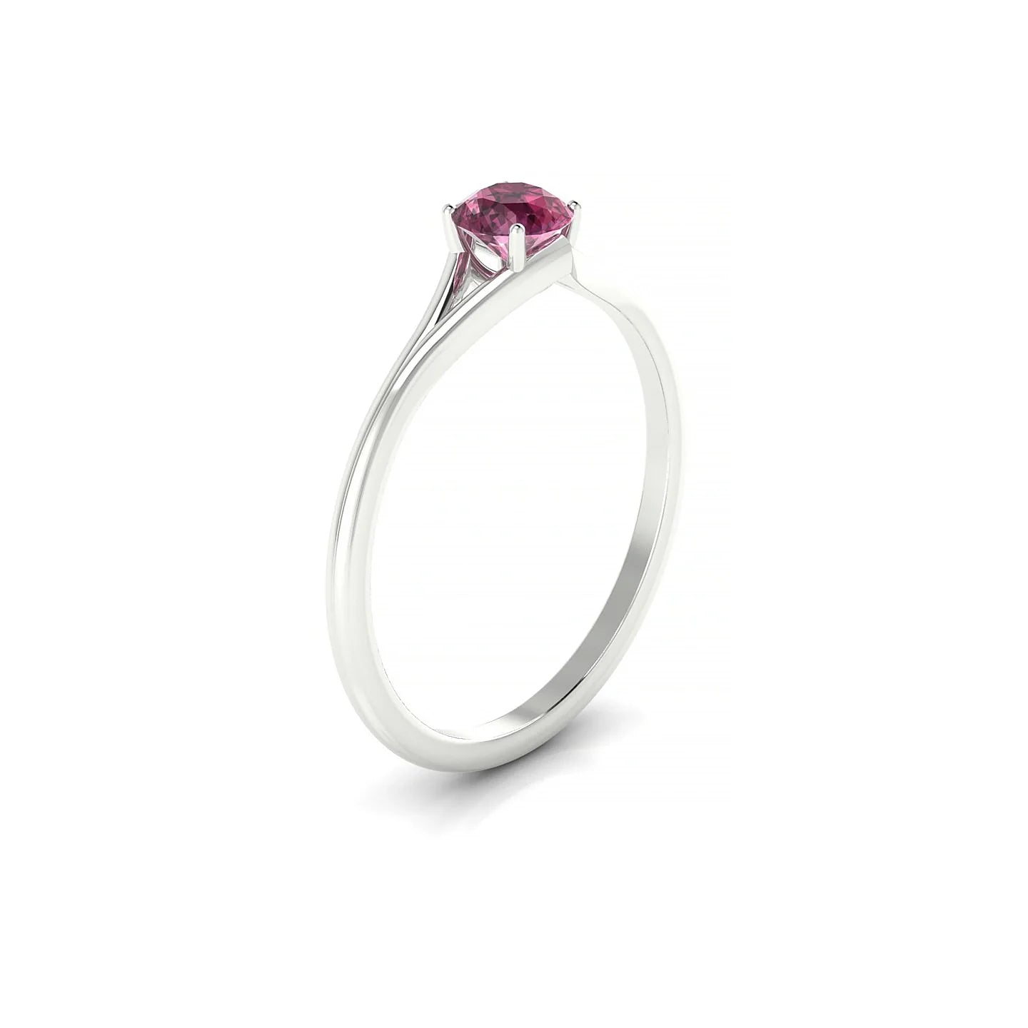Rise | 18k White Gold 4.5 mm Round Rhodolite Ring