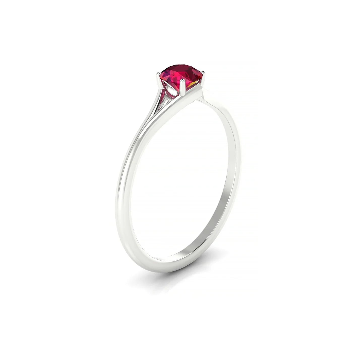 Rise | 18k White Gold 4.5 mm Round Ruby Ring