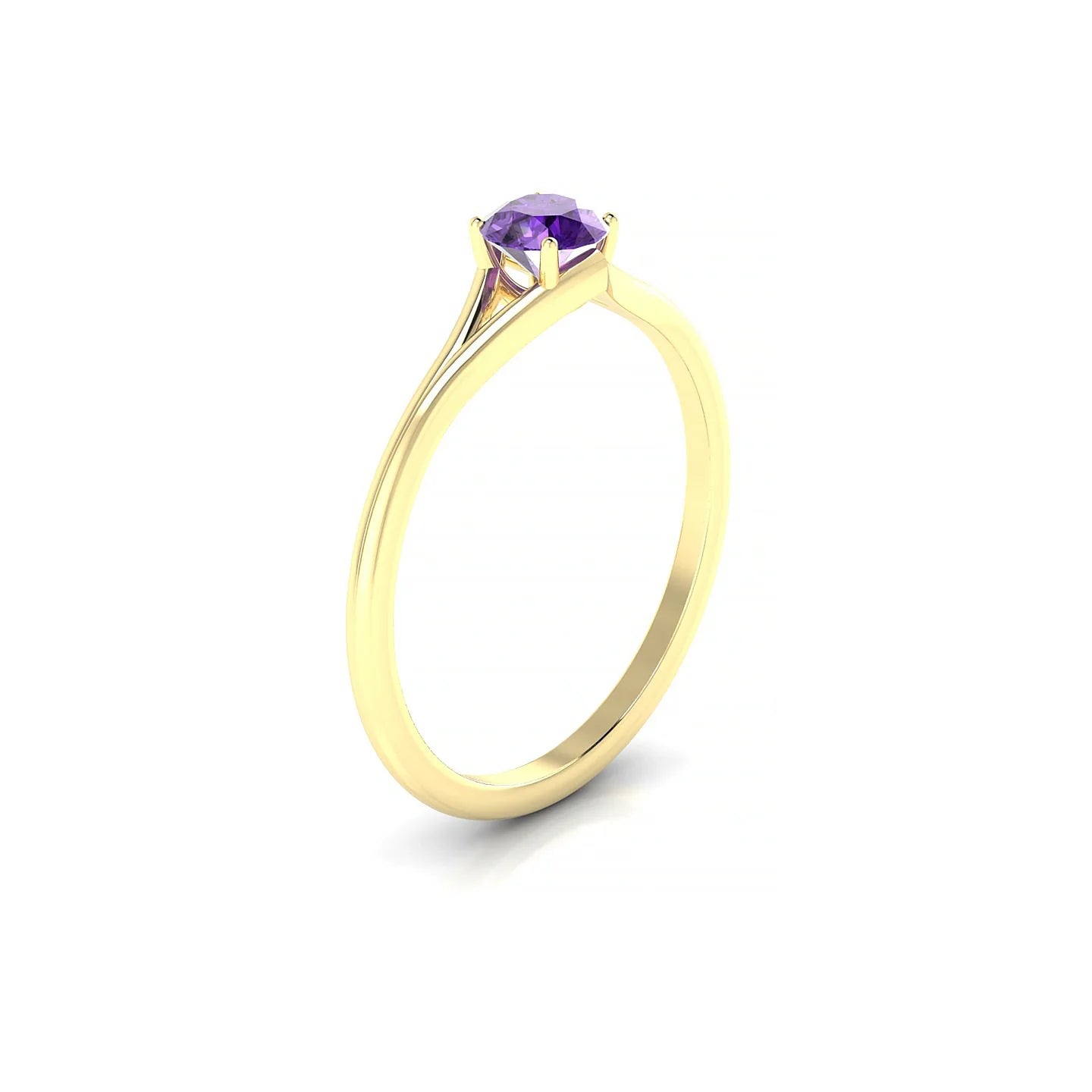 Rise | 18k Yellow Gold 4.5 mm Round Amethyst Ring
