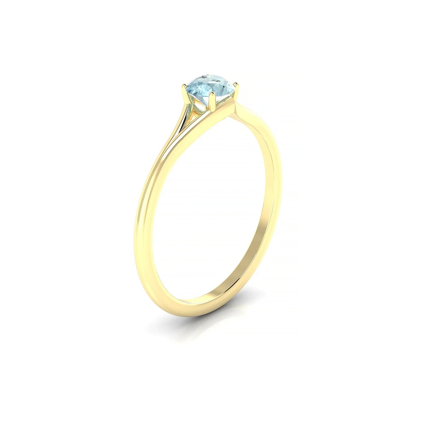 Rise | 18k Yellow Gold 4.5 mm Round Aquamarine Ring