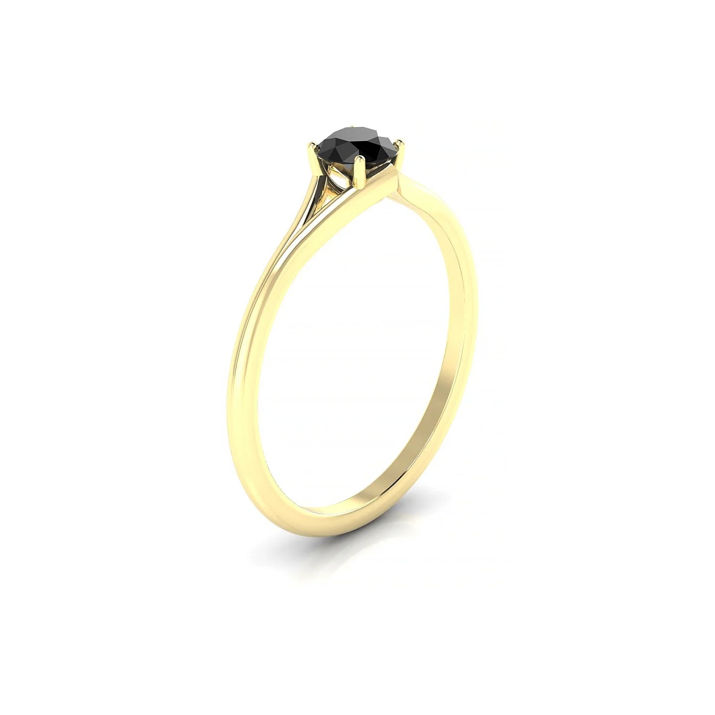 Rise | 18k Yellow Gold 4.5 mm Round Black Diamond Ring