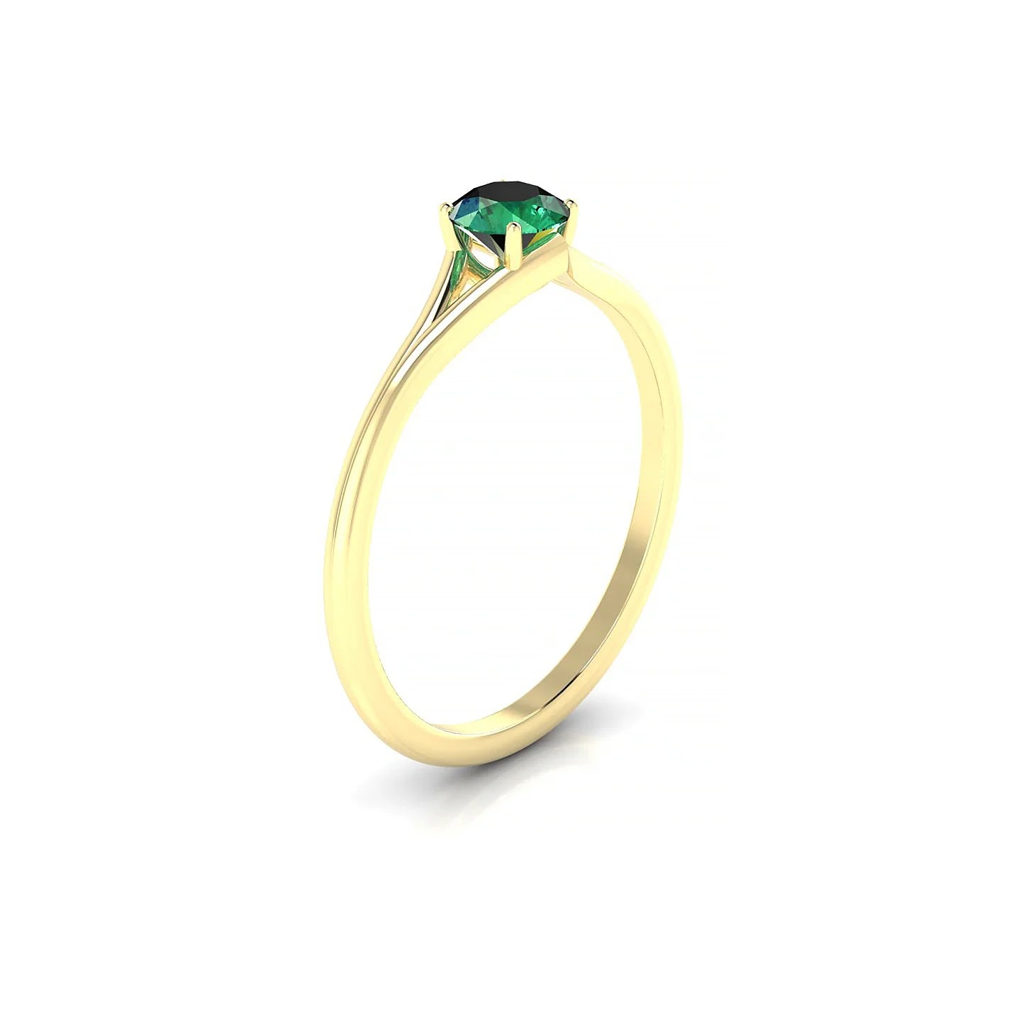 Rise | 18k Yellow Gold 4.5 mm Round Emerald Ring