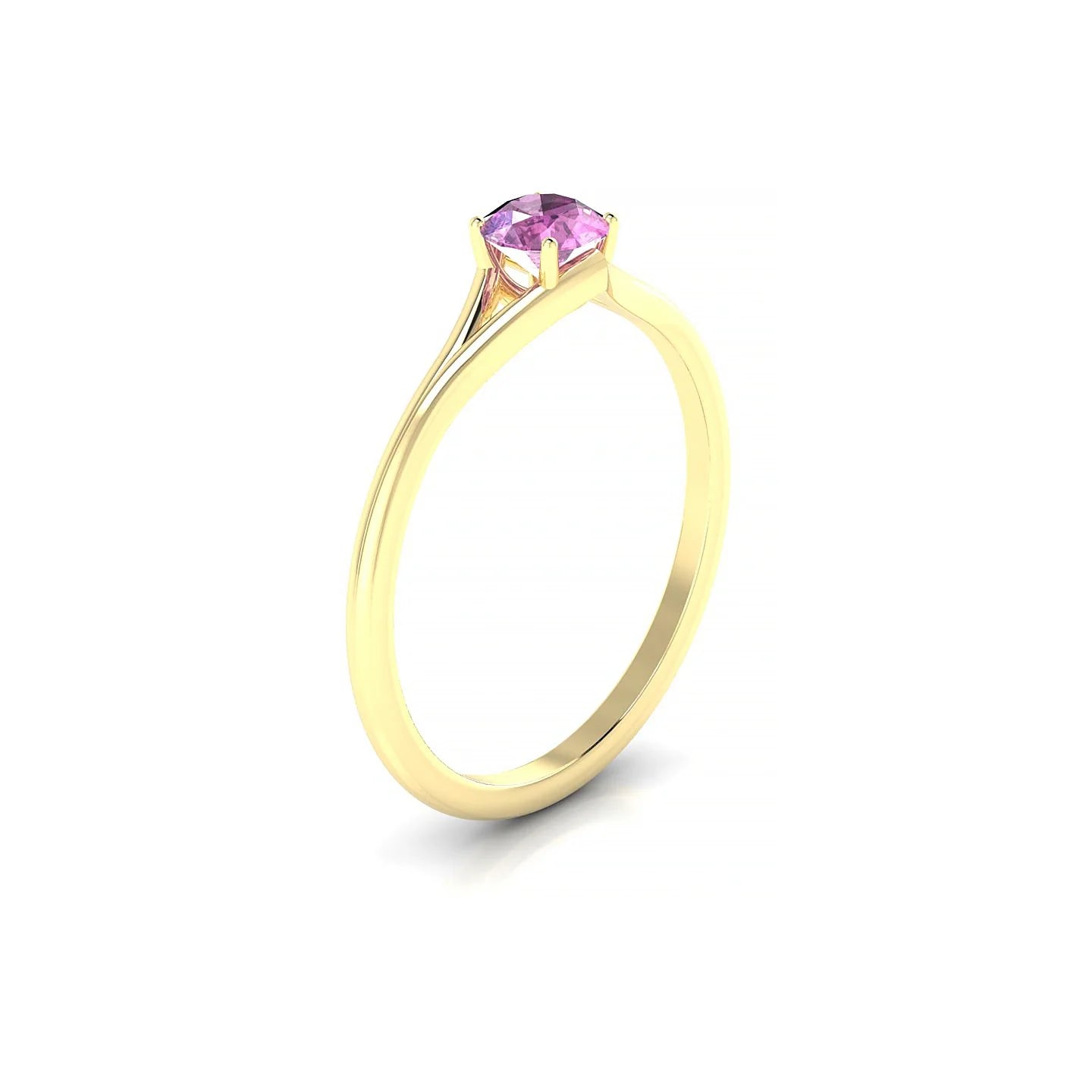 Rise | 18k Yellow Gold 4.5 mm Round Pink Sapphire Ring
