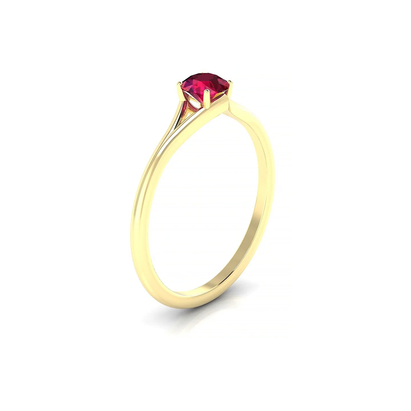 Rise | 18k Yellow Gold 4.5 mm Round Ruby Ring
