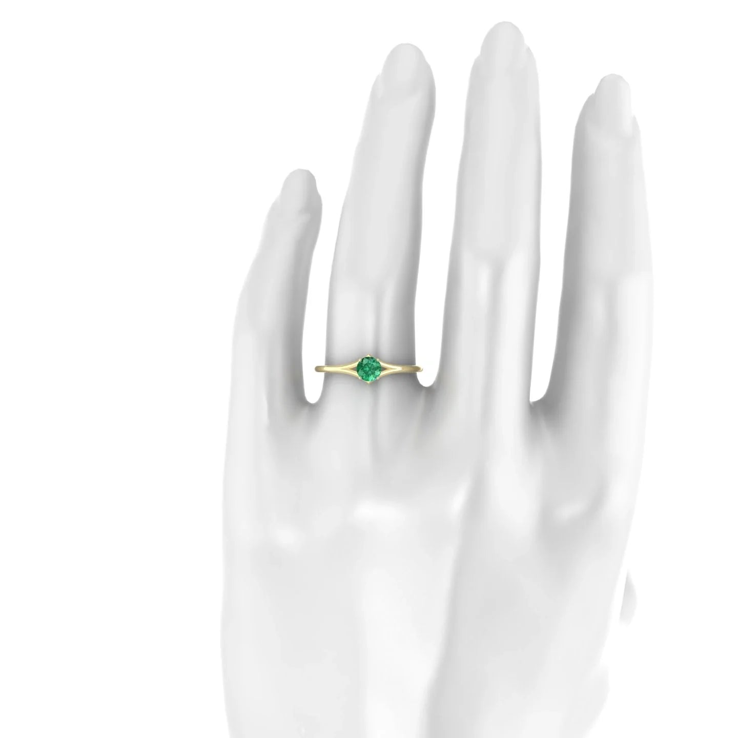 Rise | 18k Yellow Gold 4.5 mm Round Emerald Ring