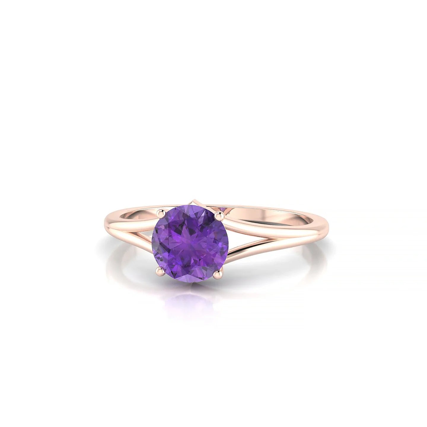 Rise | 18k Rose Gold 6 mm Round Amethyst Ring