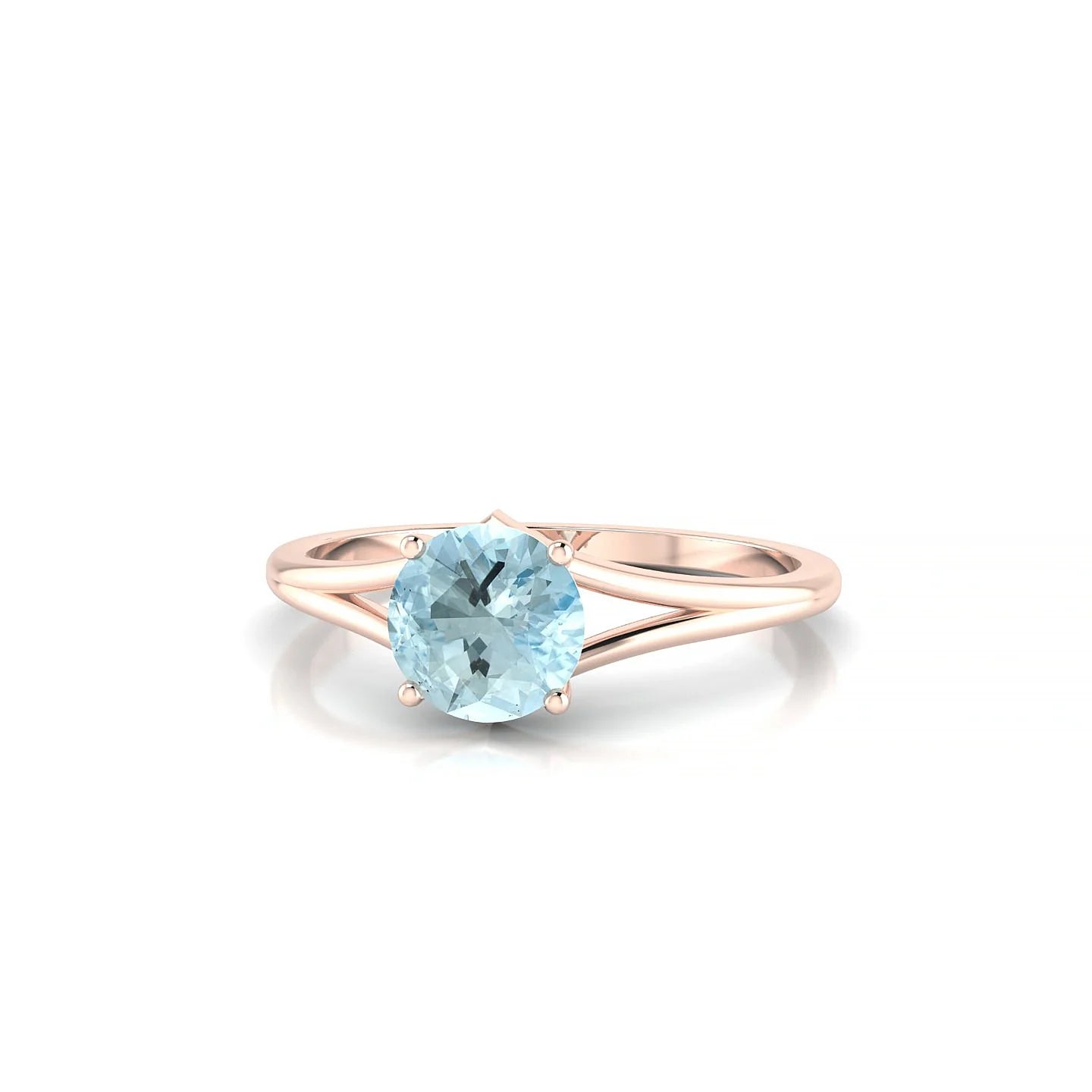 Rise | 18k Rose Gold 6 mm Round Aquamarine Ring
