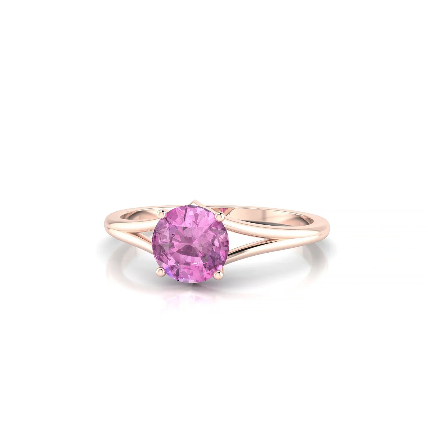 Rise | 18k Rose Gold 6 mm Round Pink Sapphire Ring