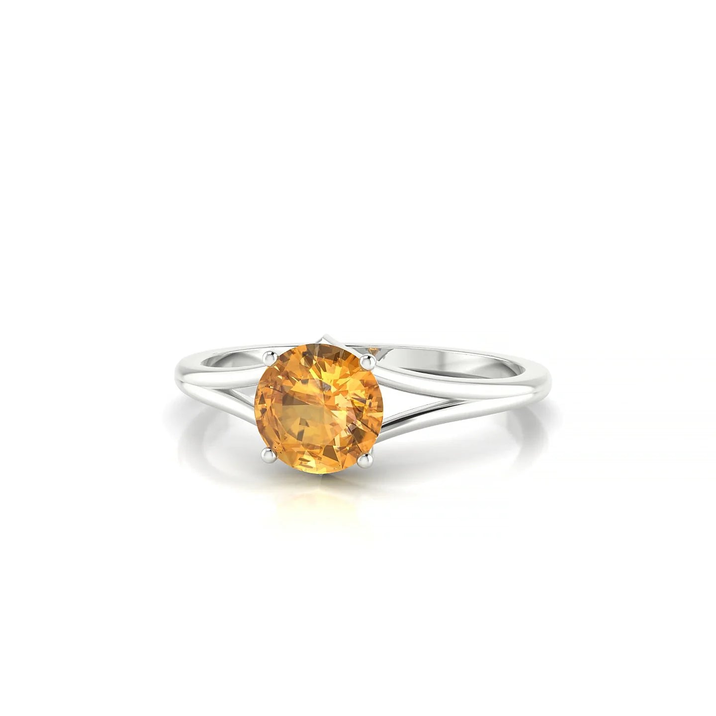 Rise | 18k White Gold 6 mm Round Citrine Ring