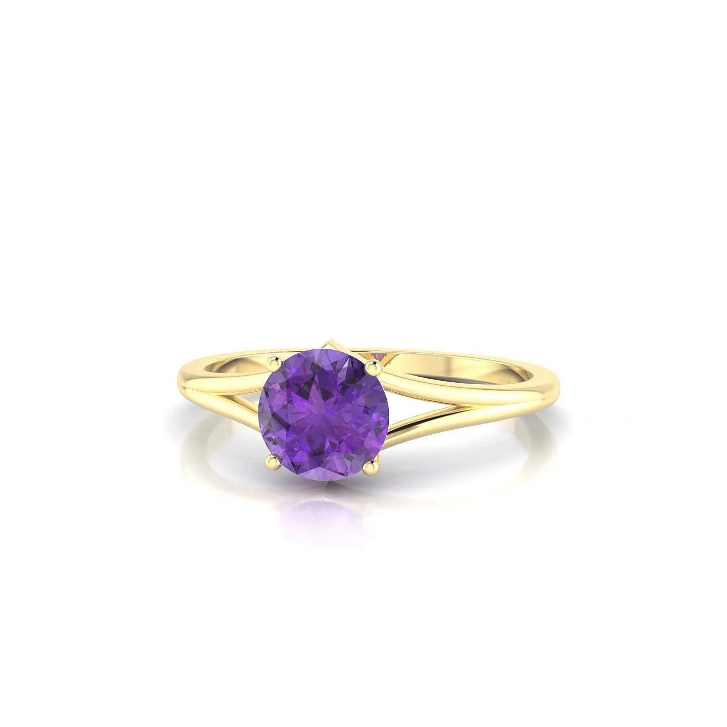 Rise | 18k Yellow Gold 6 mm Round Amethyst Ring