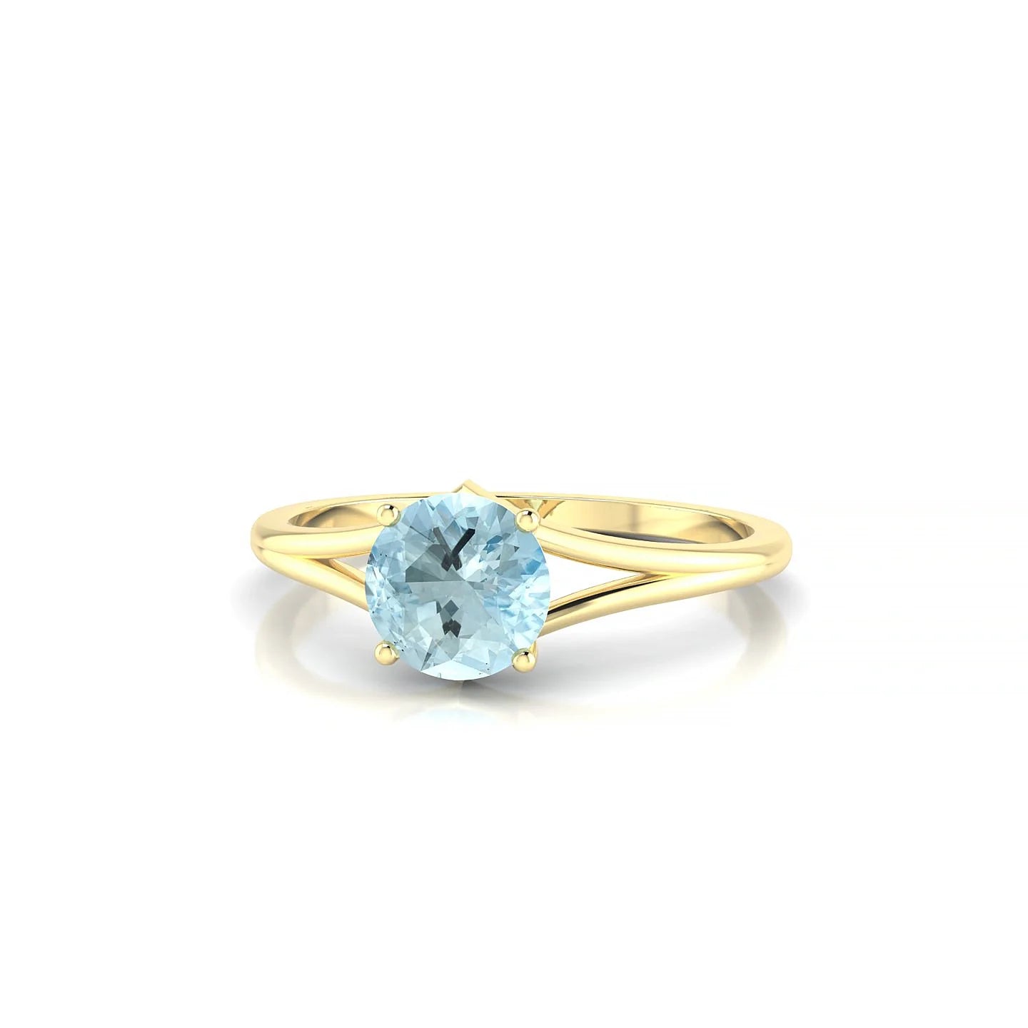 Rise | 18k Yellow Gold 6 mm Round Aquamarine Ring