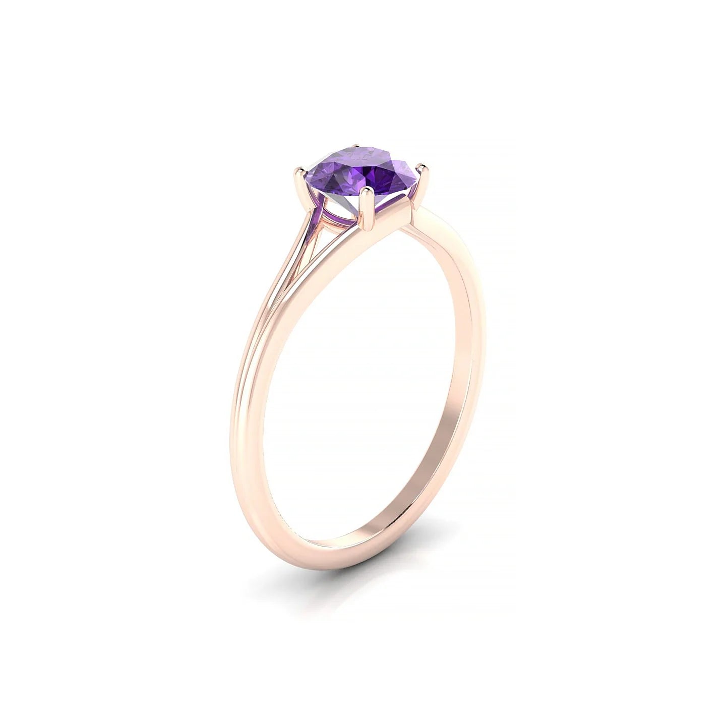 Rise | 18k Rose Gold 6 mm Round Amethyst Ring