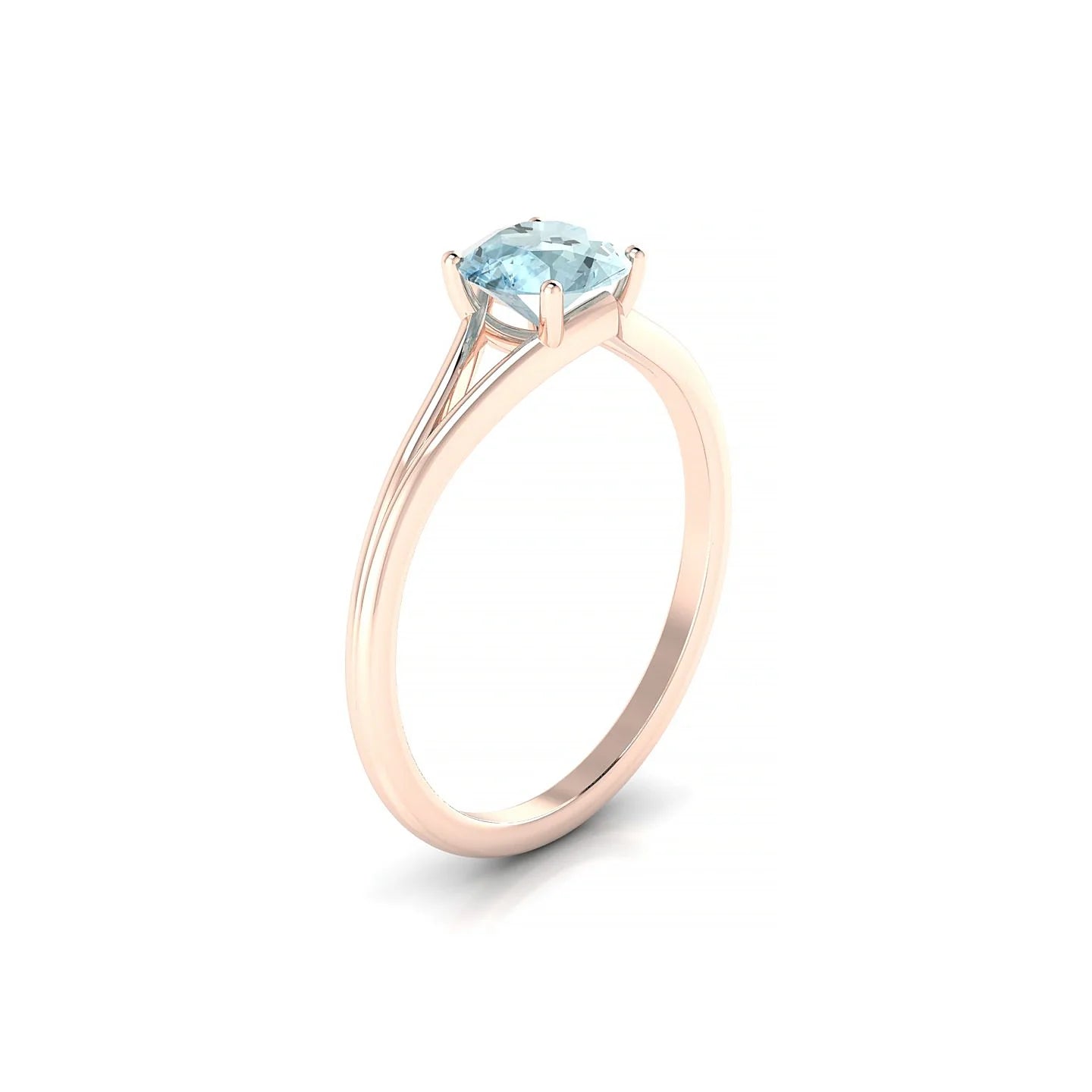 Rise | 18k Rose Gold 6 mm Round Aquamarine Ring