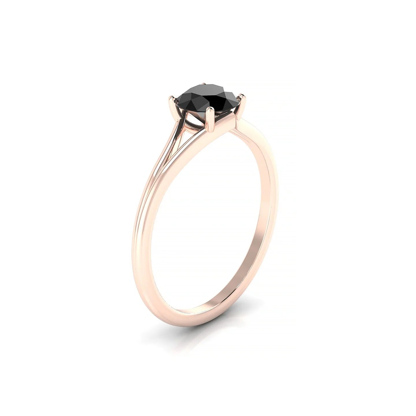 Rise | 18k Rose Gold 6 mm Round Black Diamond Ring