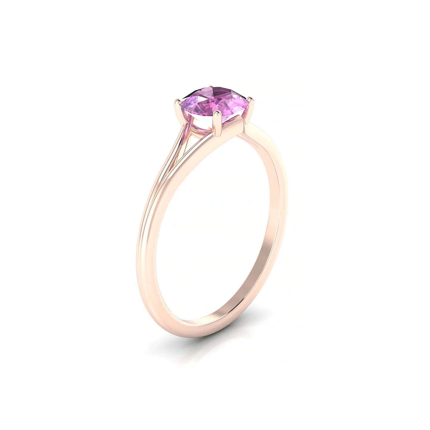 Rise | 18k Rose Gold 6 mm Round Pink Sapphire Ring
