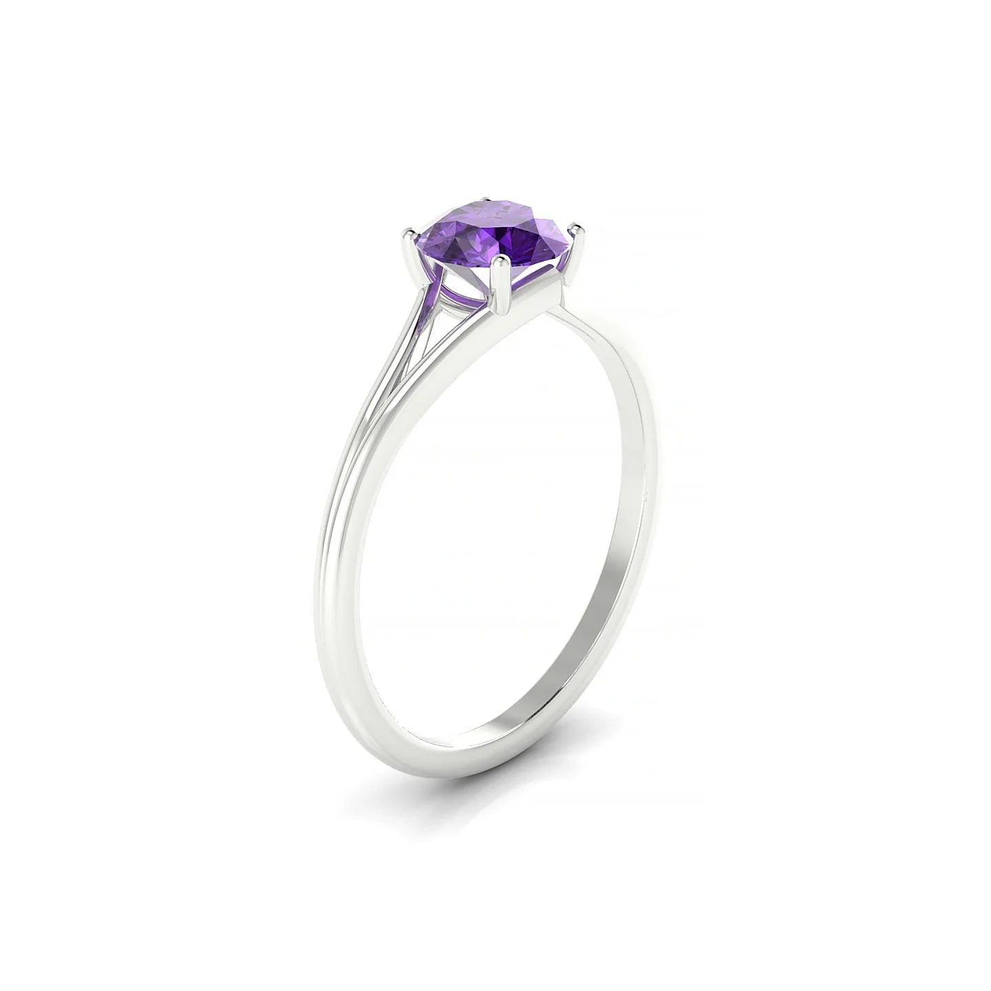 Rise | 18k White Gold 6 mm Round Amethyst Ring