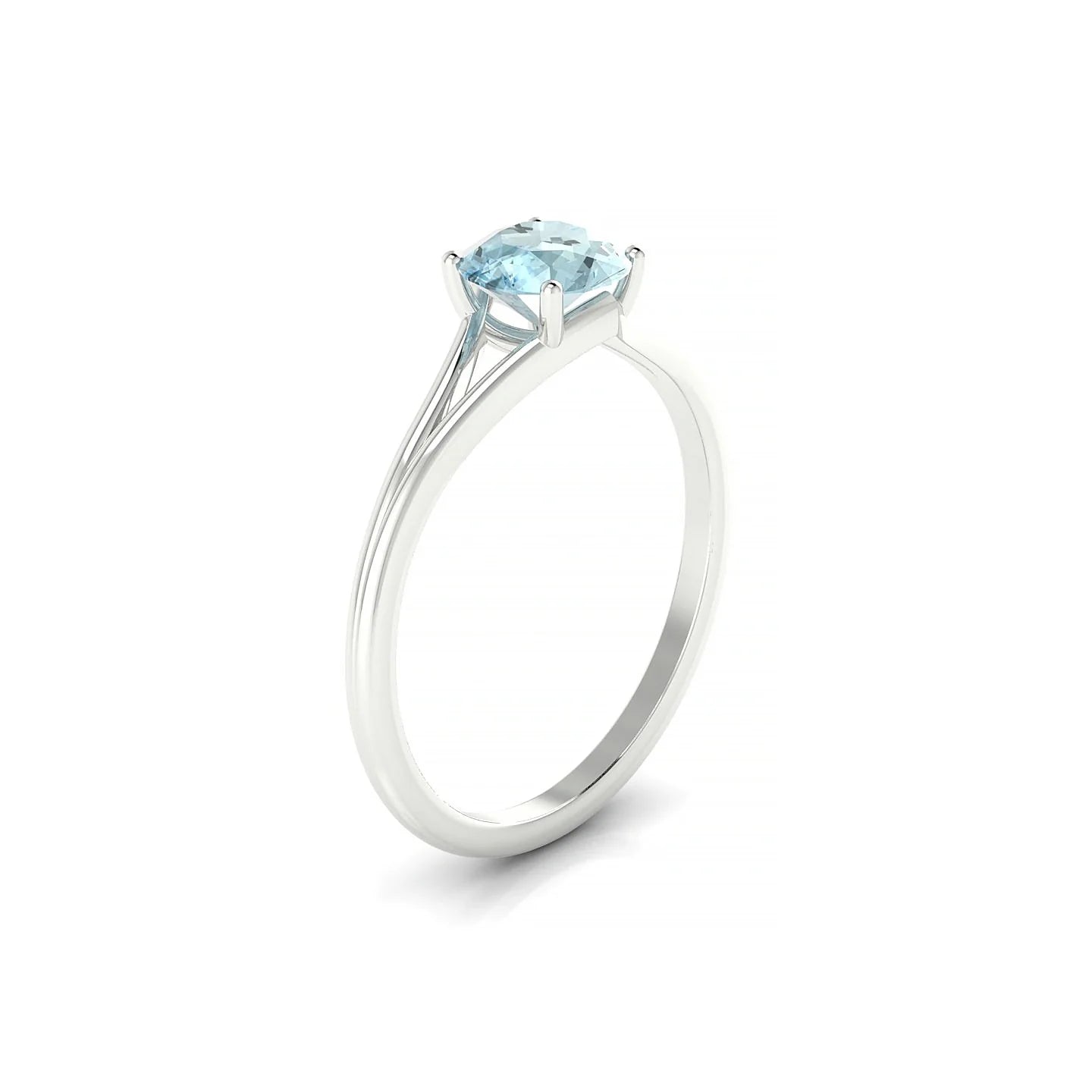 Rise | 18k White Gold 6 mm Round Aquamarine Ring