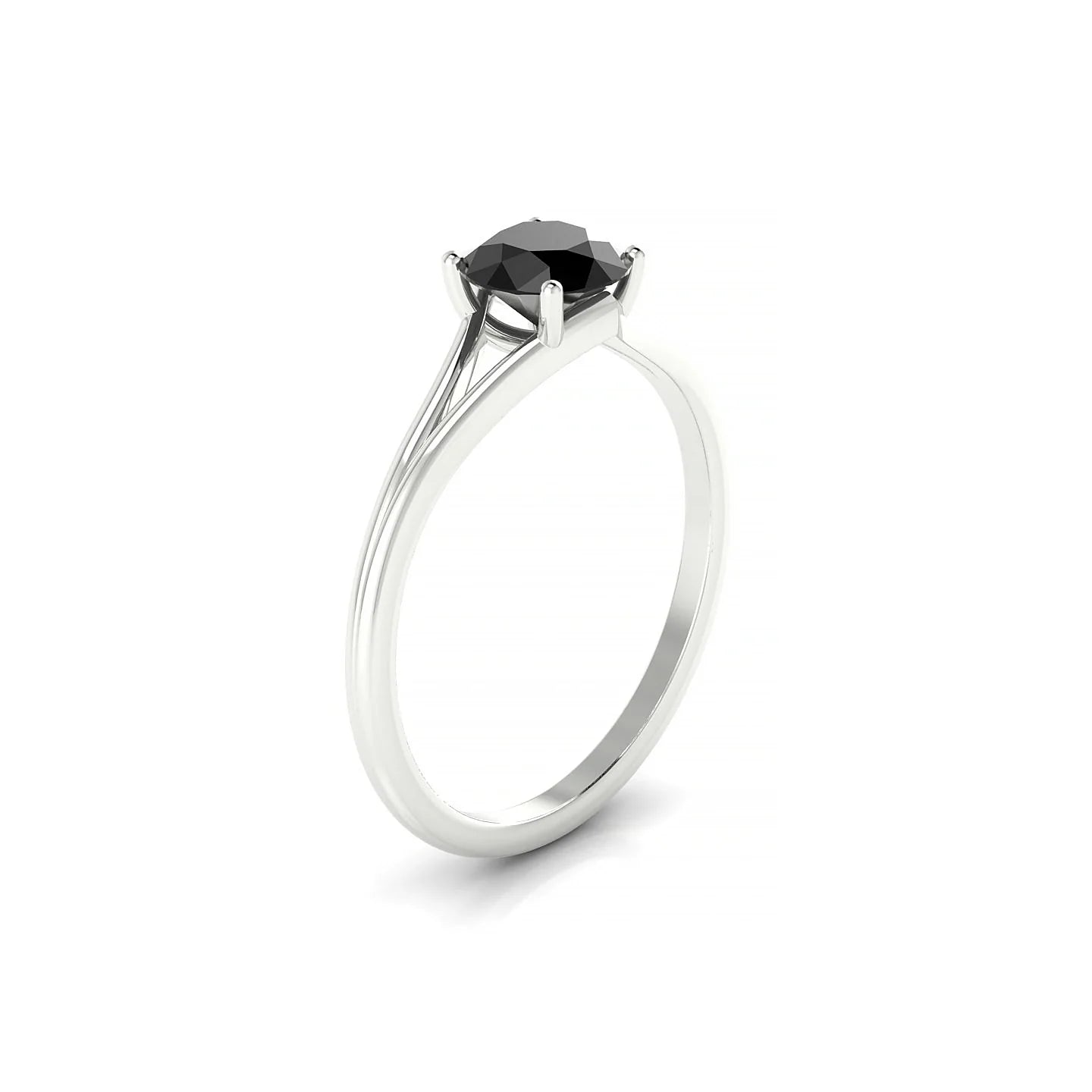 Rise | 18k White Gold 6 mm Round Black Diamond Ring