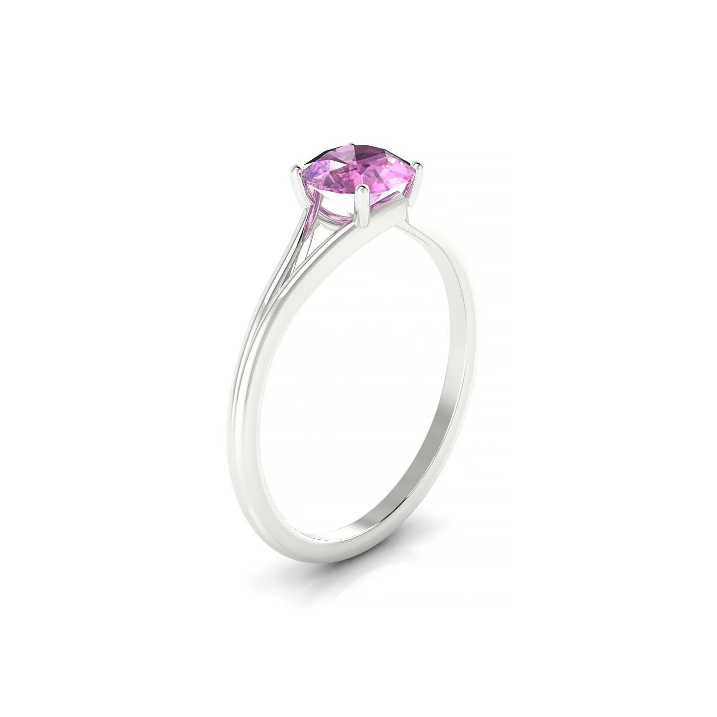 Rise | 18k White Gold 6 mm Round Pink Sapphire Ring