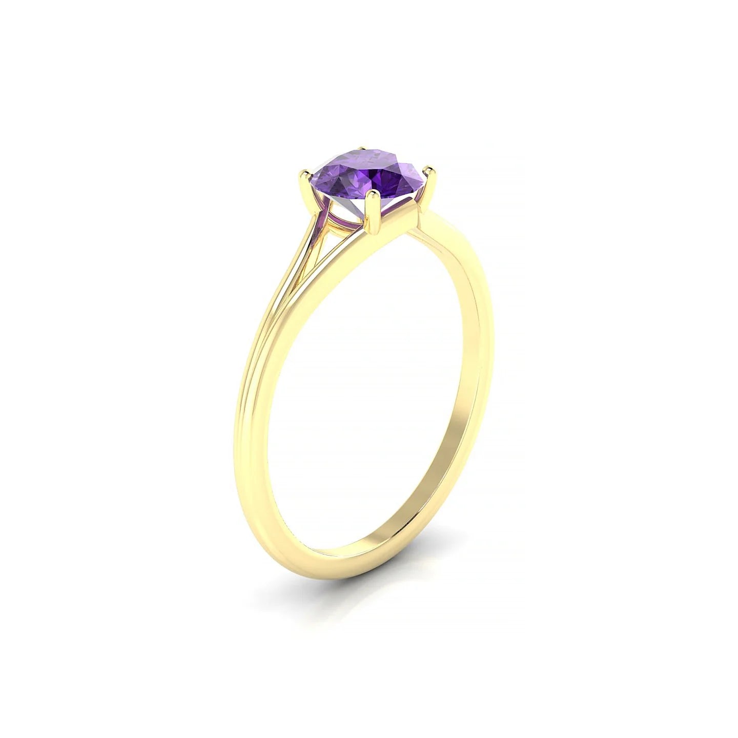 Rise | 18k Yellow Gold 6 mm Round Amethyst Ring