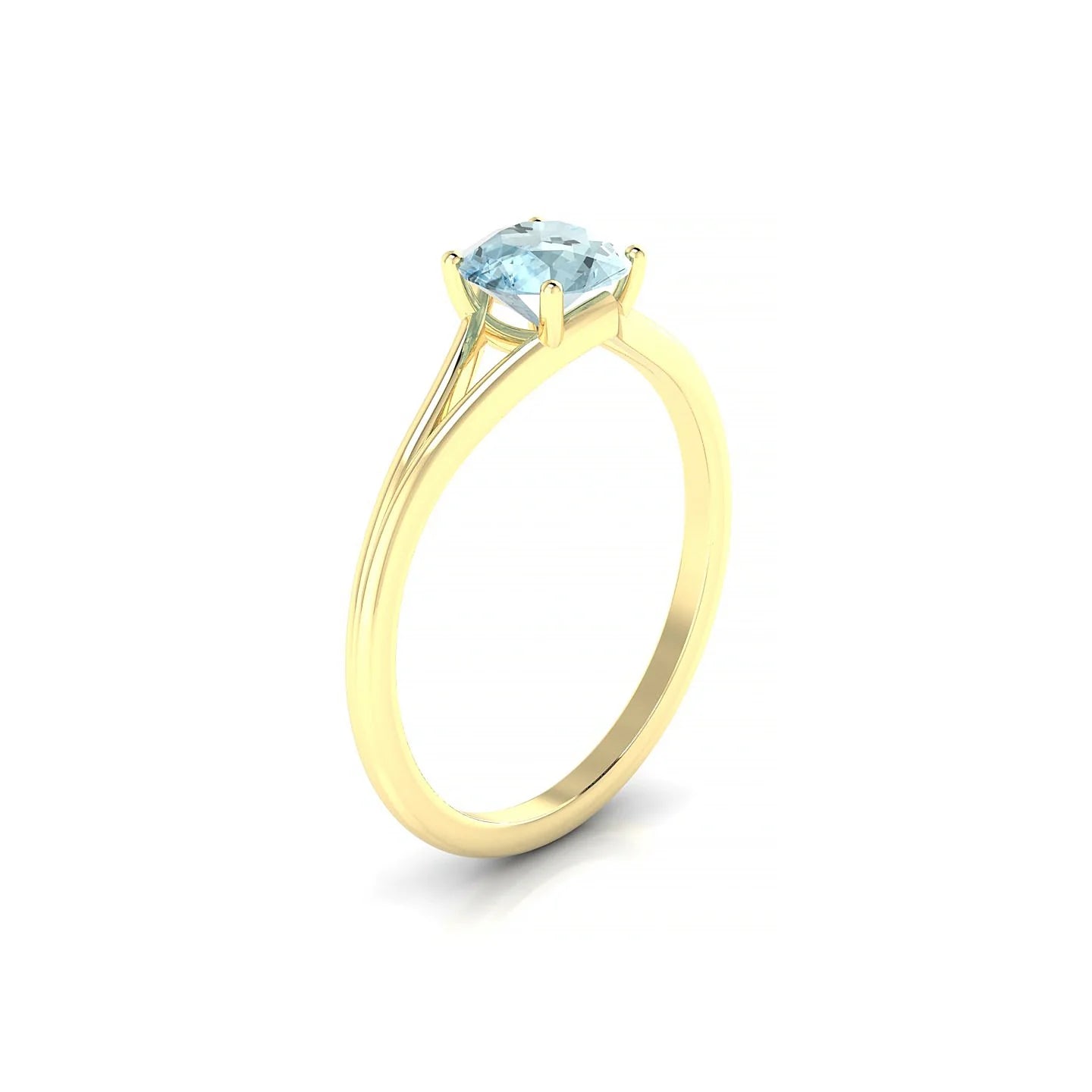 Rise | 18k Yellow Gold 6 mm Round Aquamarine Ring