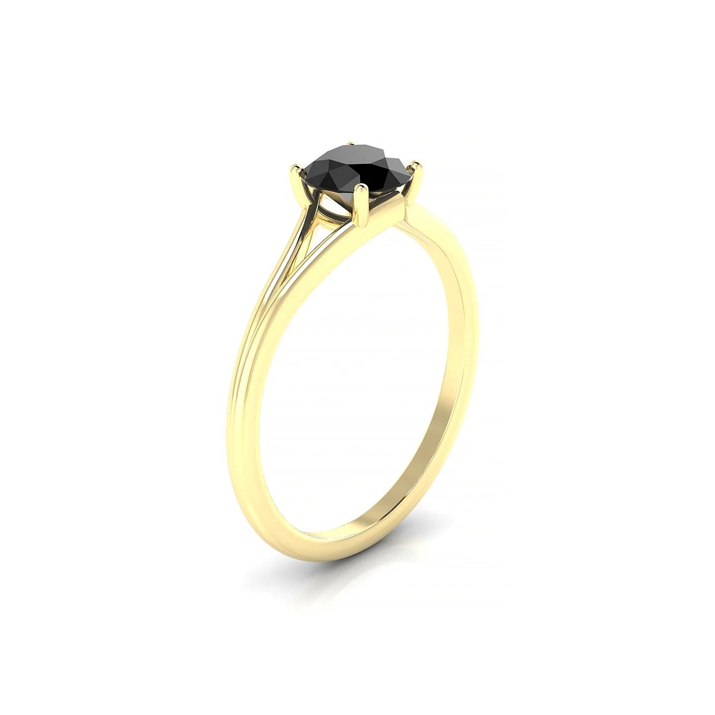 Rise | 18k Yellow Gold 6 mm Round Black Diamond Ring