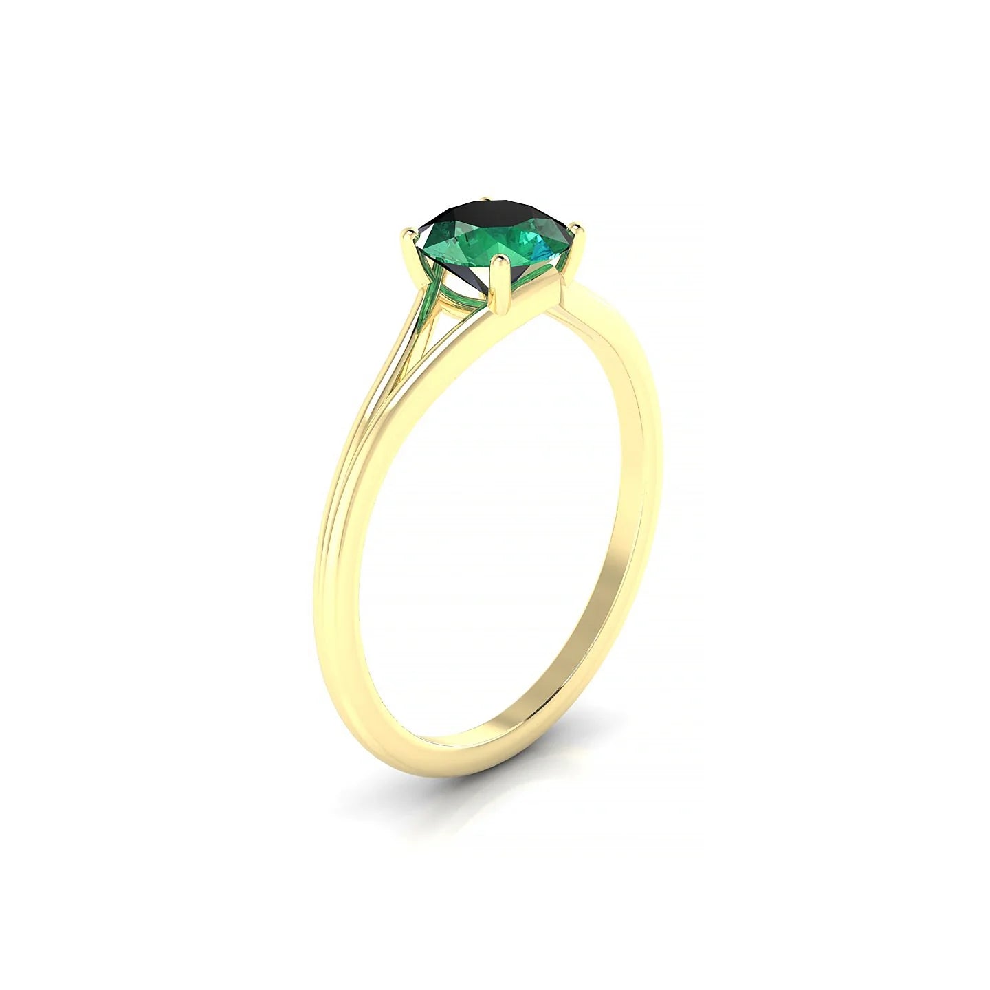 Rise | 18k Yellow Gold 6 mm Round Emerald Ring