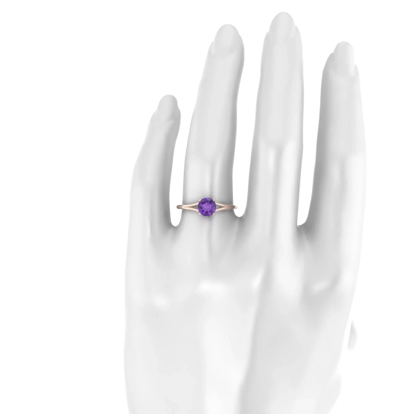 Rise | 18k Rose Gold 6 mm Round Amethyst Ring
