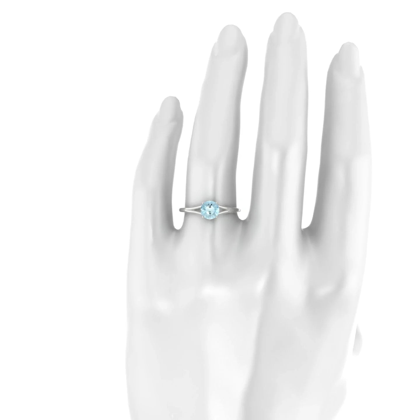 Rise | 18k White Gold 6 mm Round Aquamarine Ring