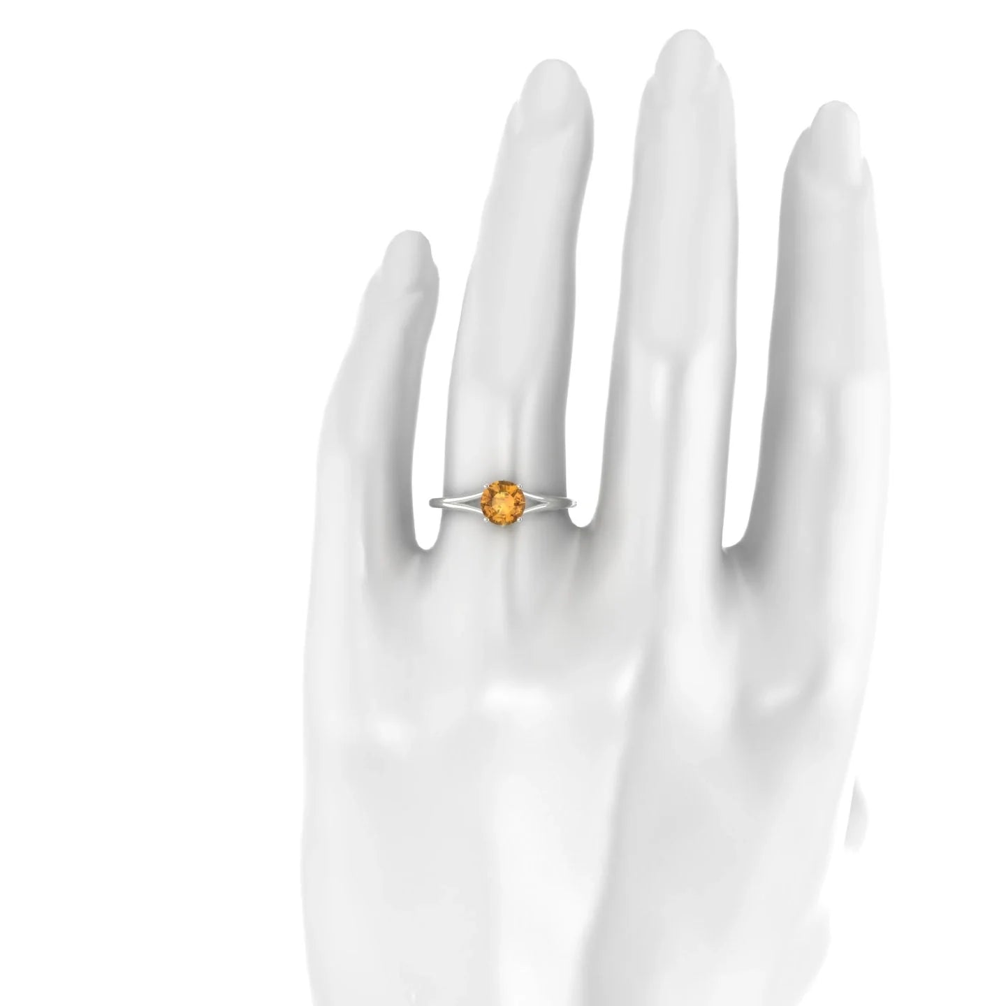 Rise | 18k White Gold 6 mm Round Citrine Ring