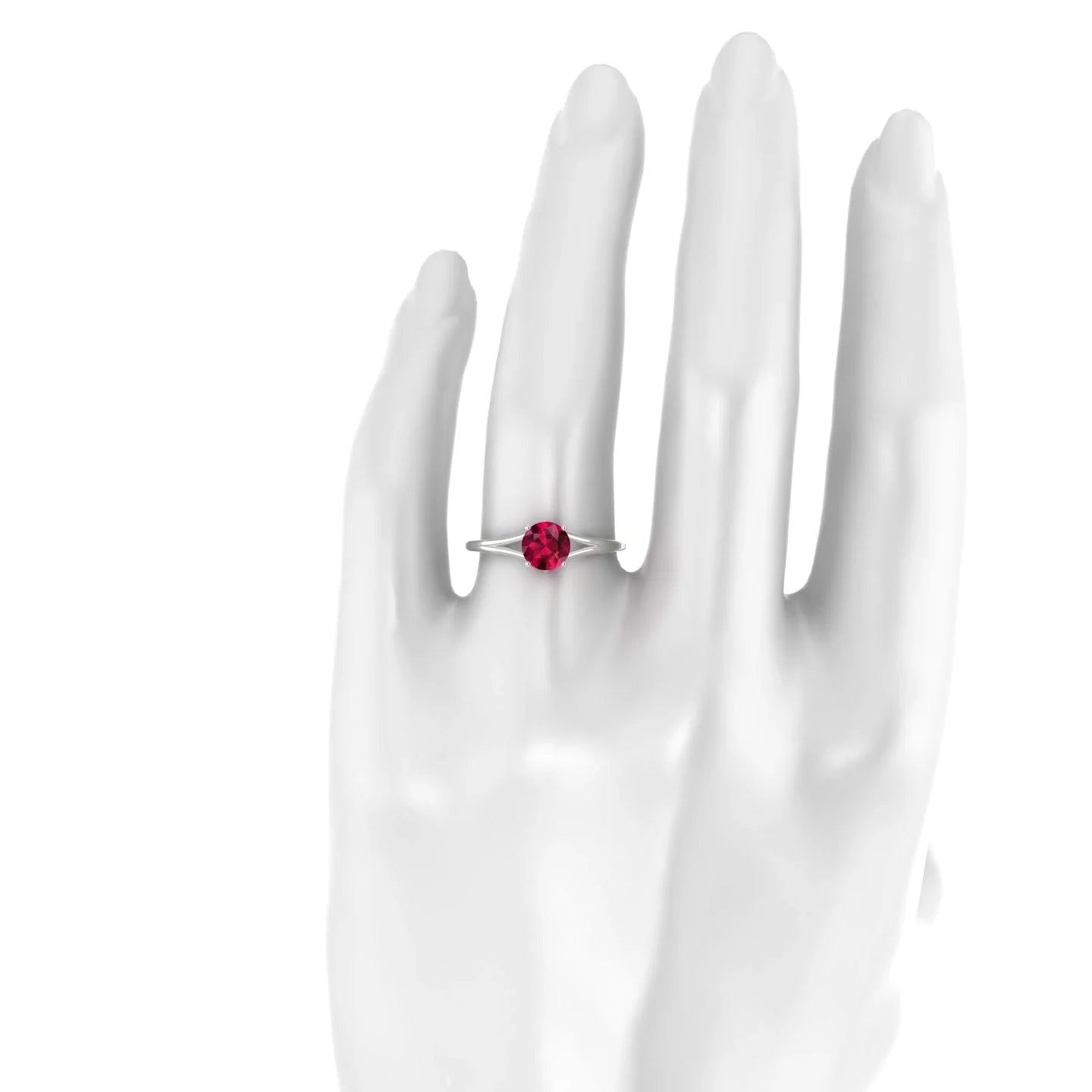 Rise | 18k White Gold 6 mm Round Ruby Ring