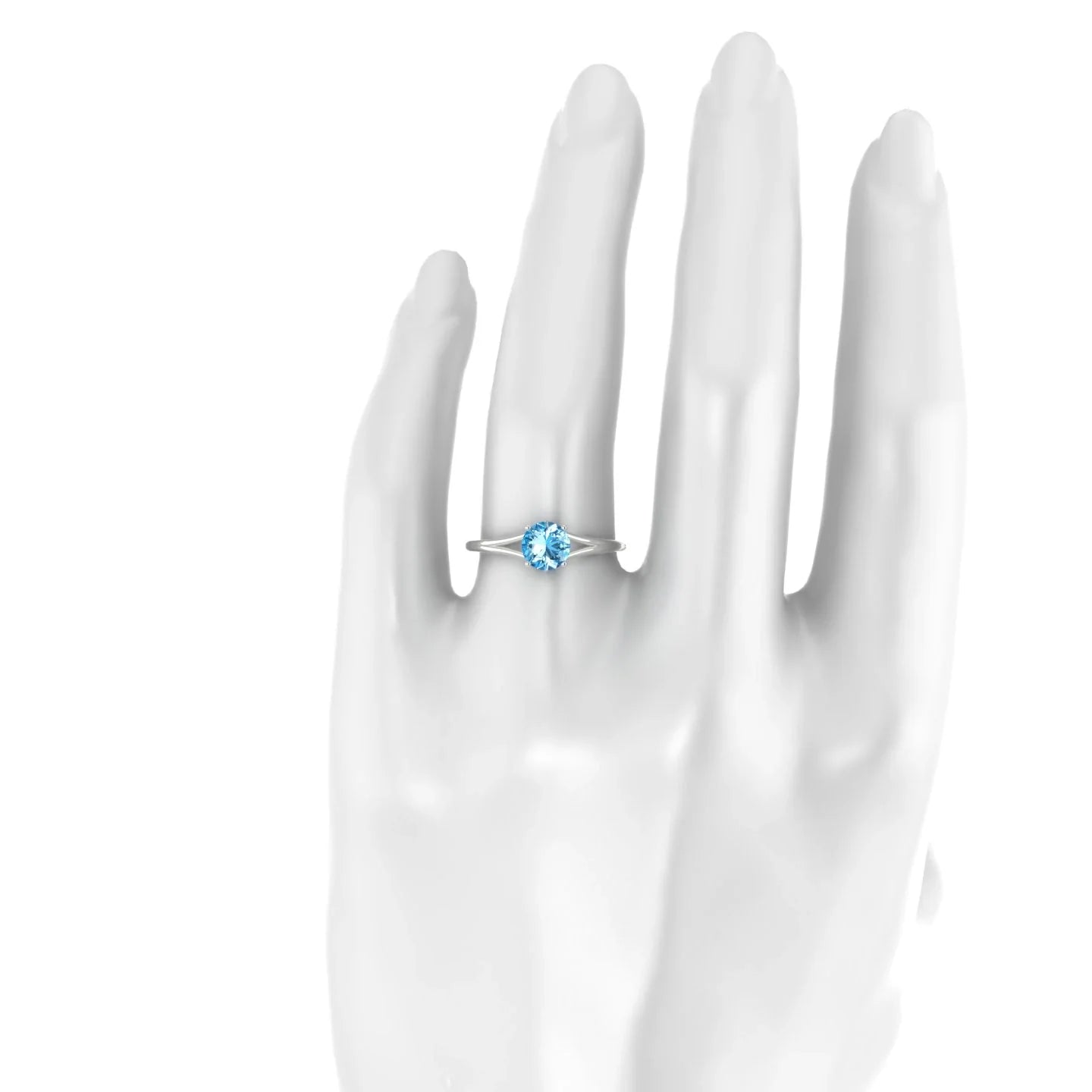 Rise | 18k White Gold 6 mm Round Topaz Ring
