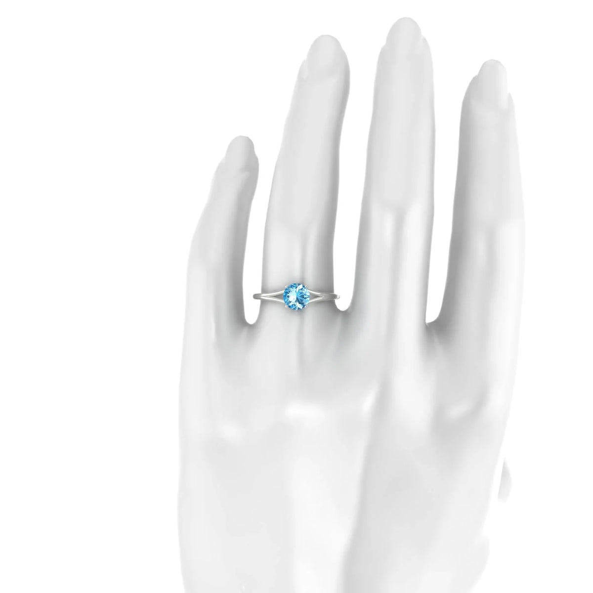 Rise | 18k White Gold 6 mm Round Topaz Ring