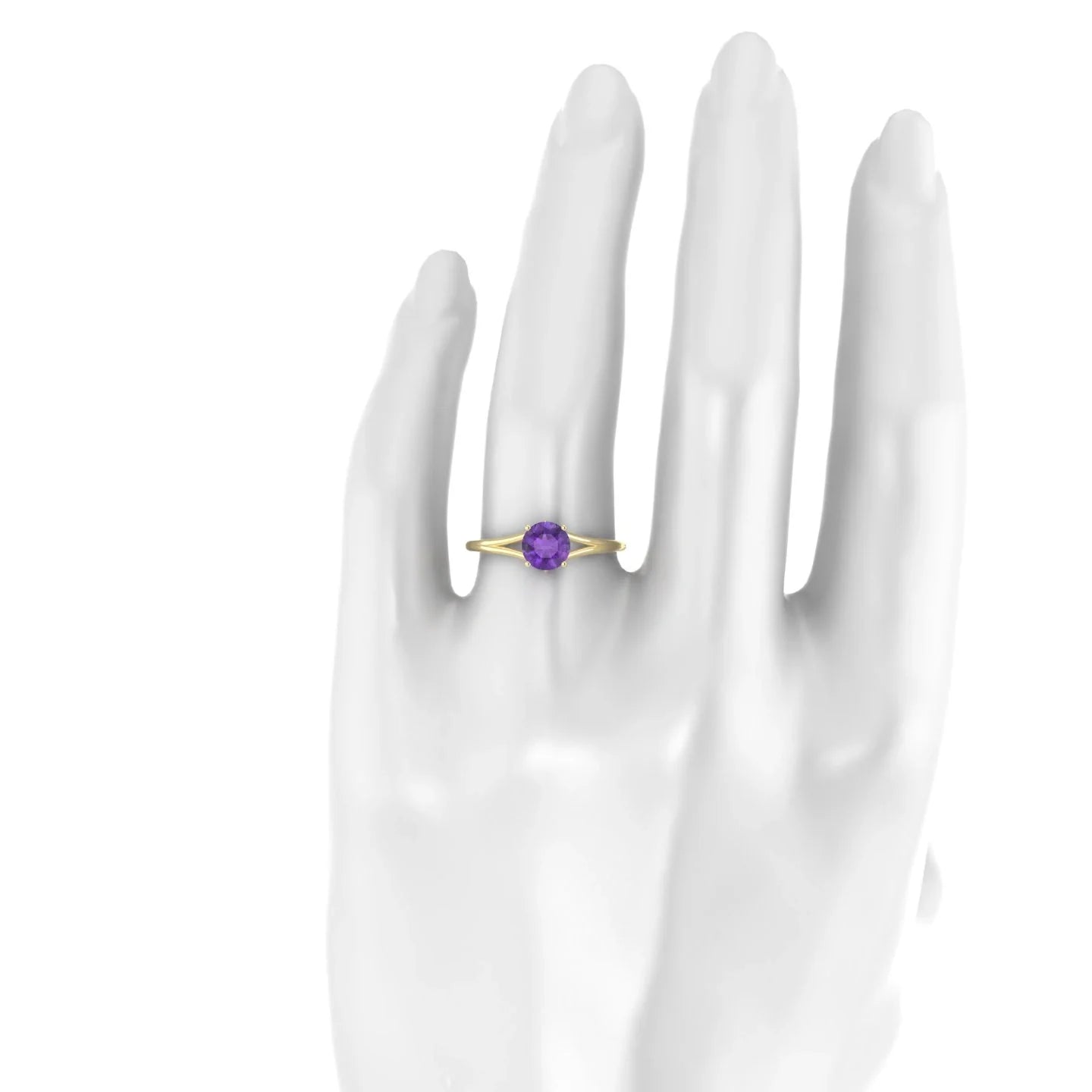 Rise | 18k Yellow Gold 6 mm Round Amethyst Ring