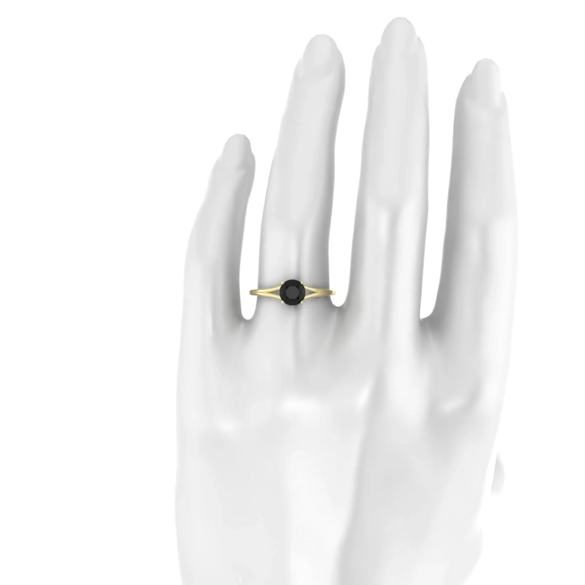 Rise | 18k Yellow Gold 6 mm Round Black Diamond Ring
