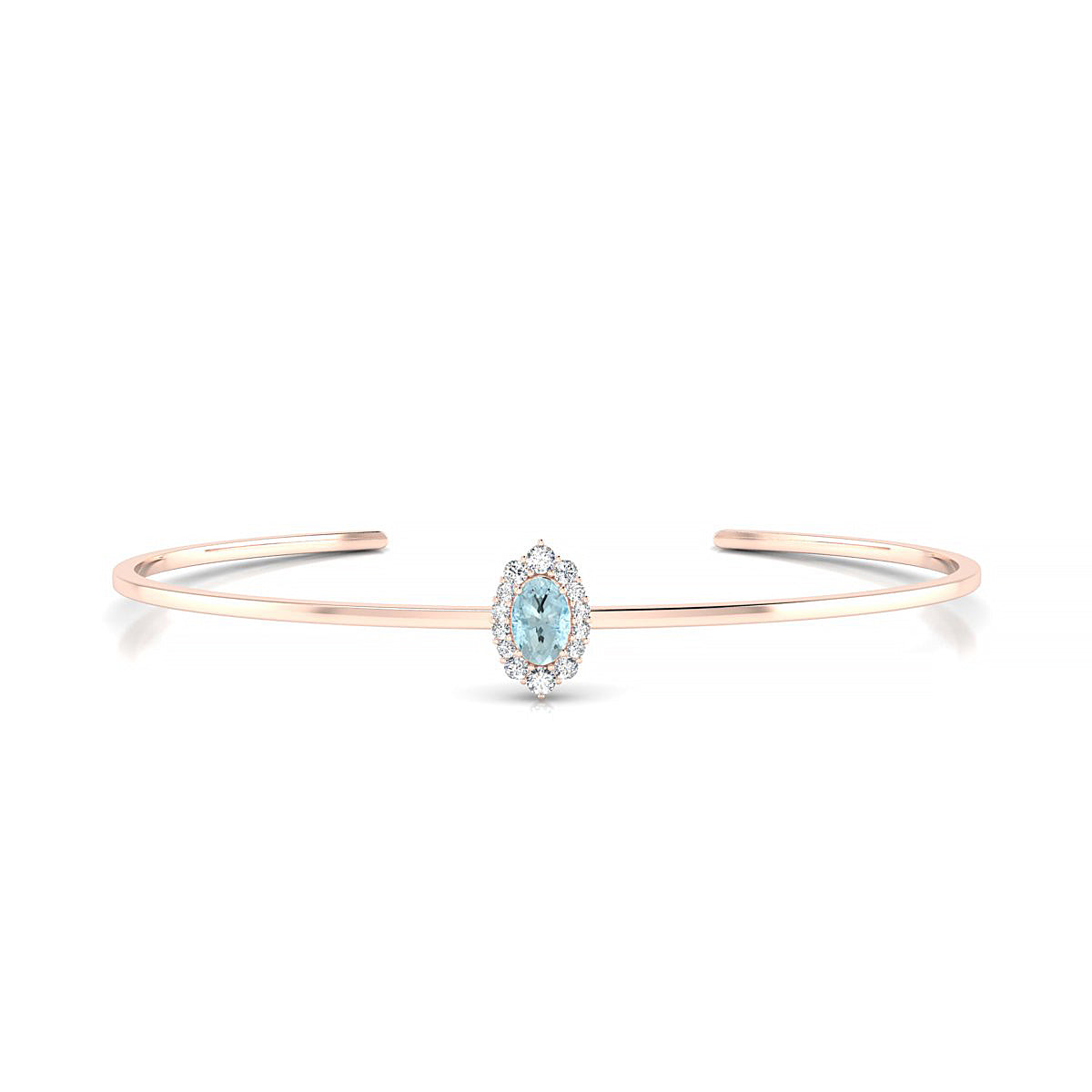 Romance | 18k Rose Gold 6 x 4 mm Oval Aquamarine Bangle