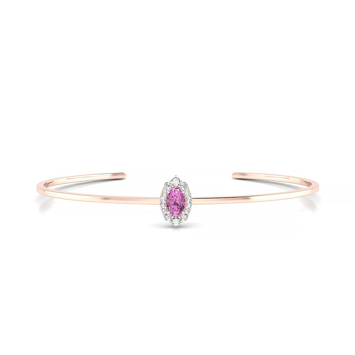 Romance | 18k Rose Gold 6 x 4 mm Oval Pink Sapphire Bangle