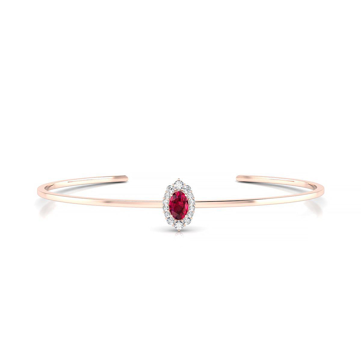 Romance | 18k Rose Gold 6 x 4 mm Oval Ruby Bangle