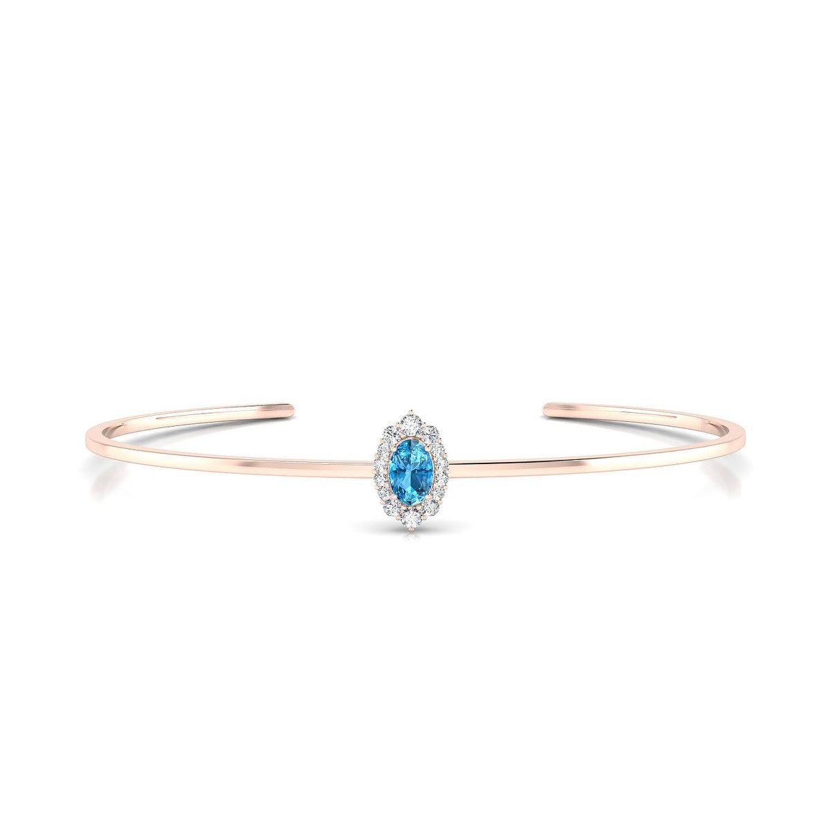 Romance | 18k Rose Gold 6 x 4 mm Oval Topaz Bangle