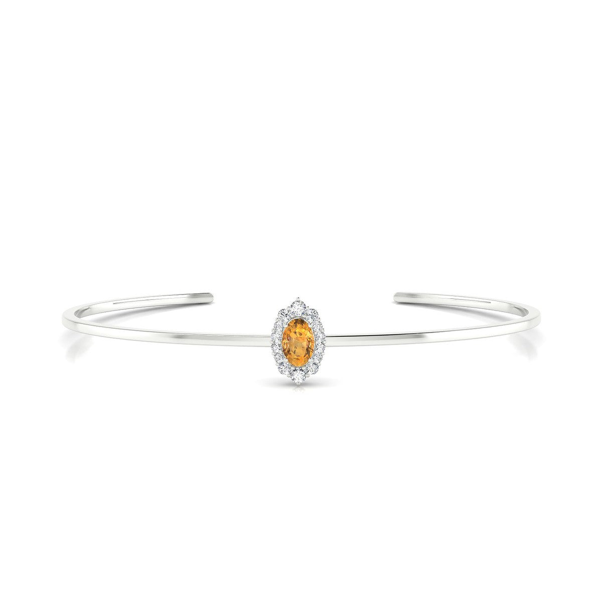 Romance | 18k White Gold 6 x 4 mm Oval Citrine Bangle