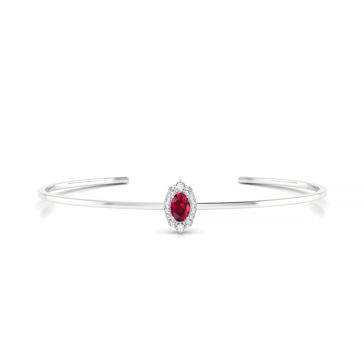 Romance | 18k White Gold 6 x 4 mm Oval Ruby Bangle