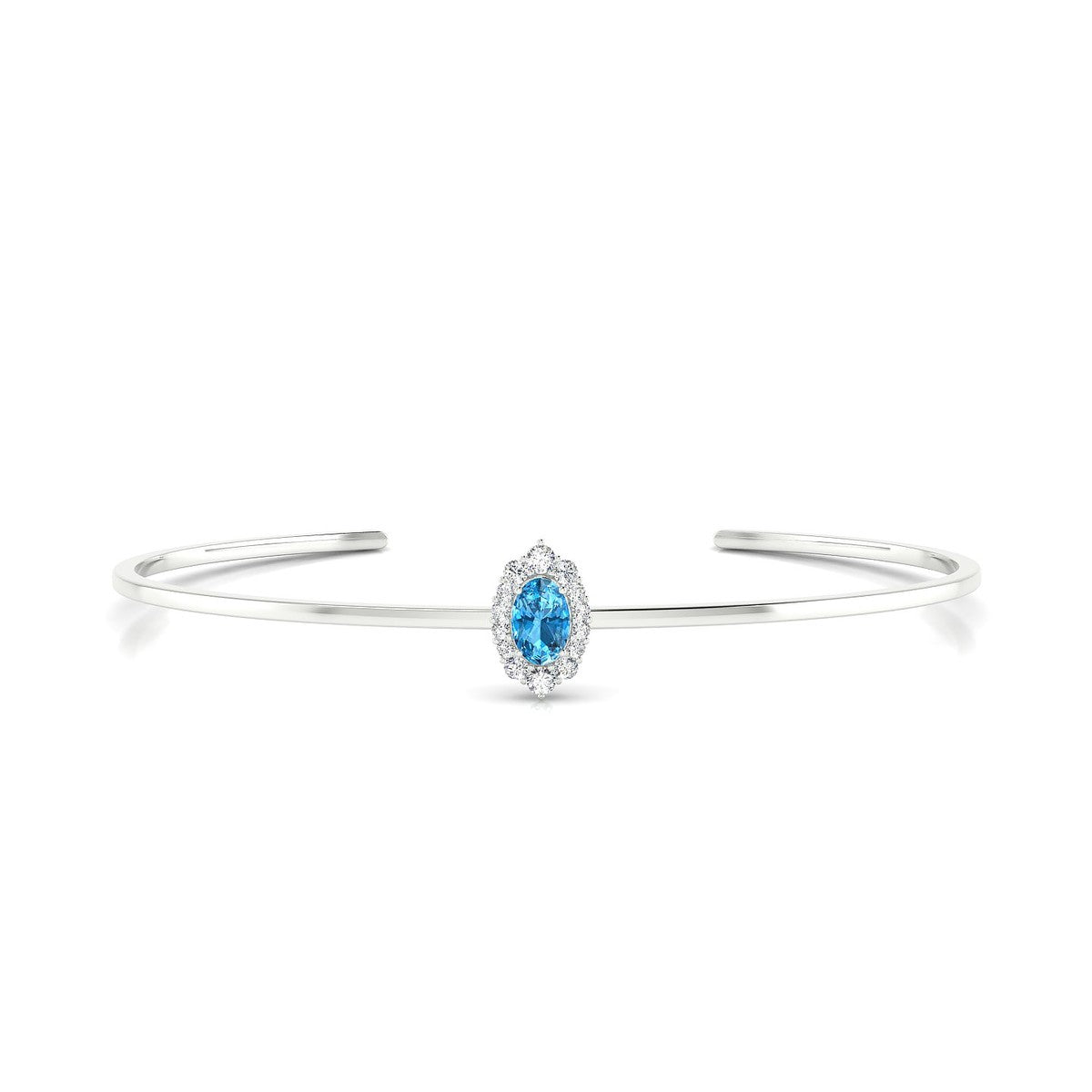 Romance | 18k White Gold 6 x 4 mm Oval Topaz Bangle