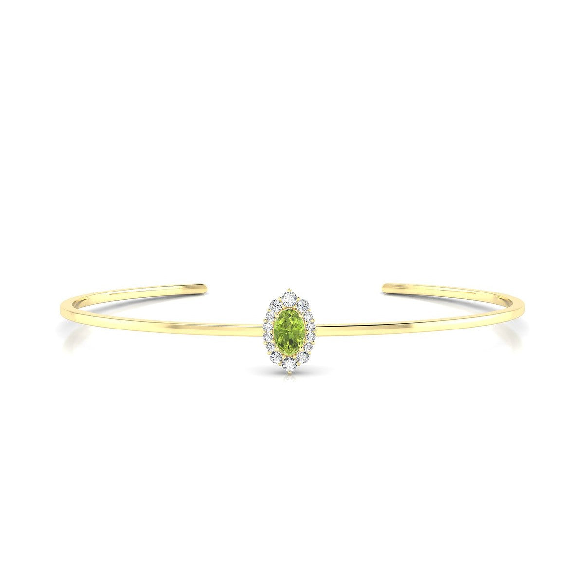 Romance | 18k Yellow Gold 6 x 4 mm Oval Peridot Bangle